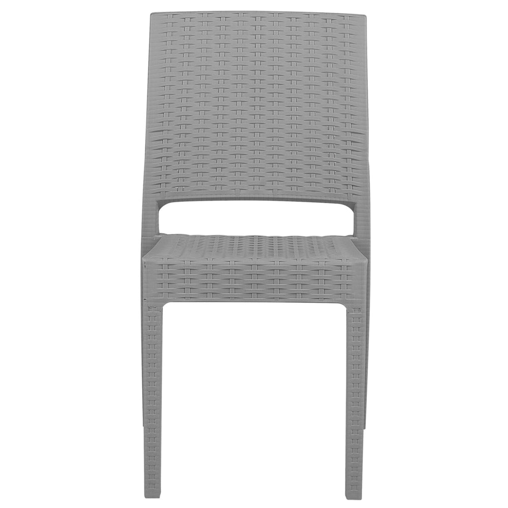 Set da pranzo da giardino Tavolo rettangolare grigio chiaro 140 x 80 cm 6 sedie impilabili 6 posti minimalista