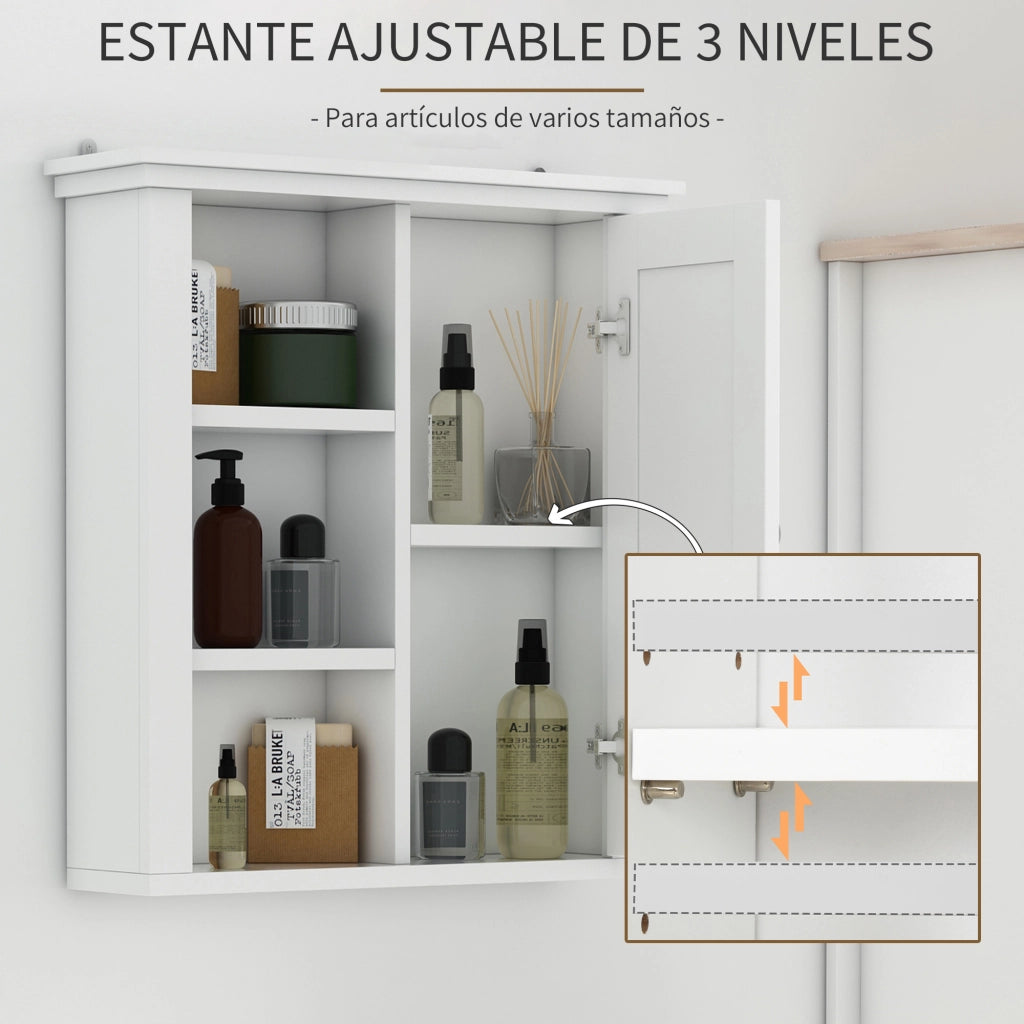 Armadietto Bagno Sospeso Multifunzionale ¨C zephmum ¨C Bianco 53x14.5x50.5 cm