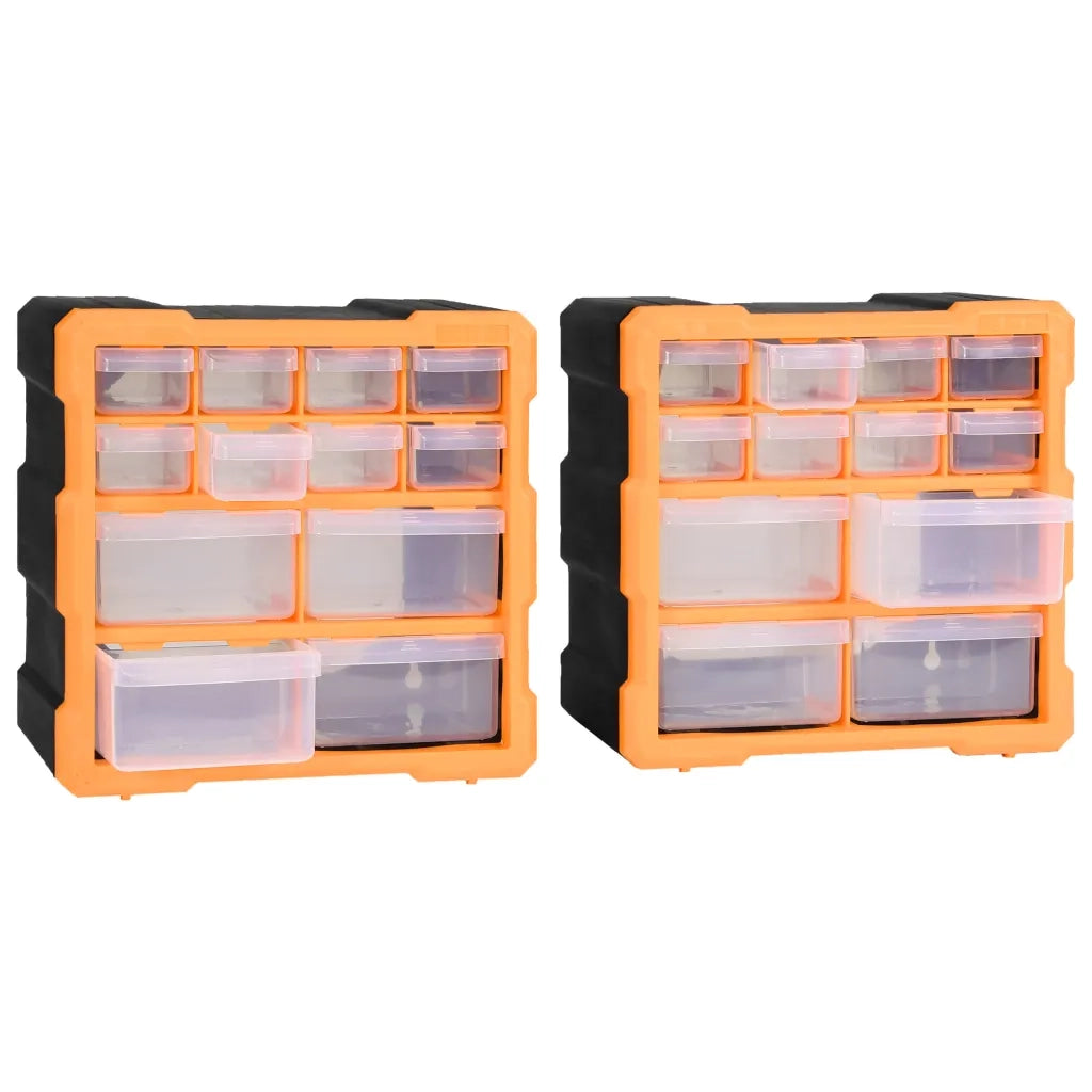 Mobili Contenitori con 12 Cassetti 2 pz 26,5x16x26 cm 147581
