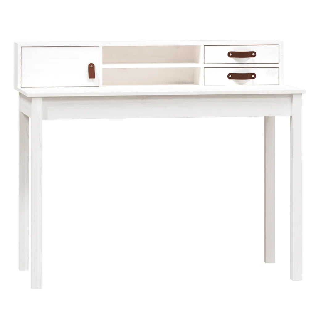 Scrivania | Tavolo da Ufficio Bianca 110x50x93 cm in Legno Massello di Pino