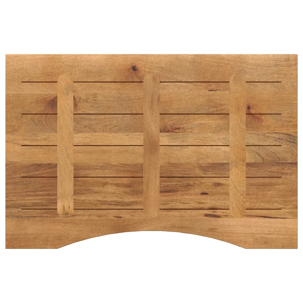 Piano Scrivania con Curva 90x60x2,5 cm Massello Grezzo di Mango