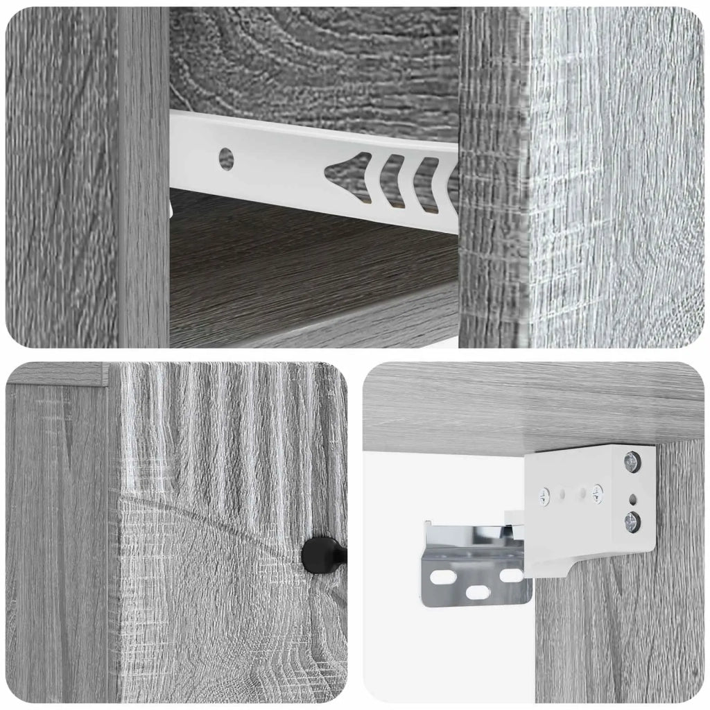 Mobiletto da notte a muro 2 pcs Grigio Sonoma 34,5 x 33 x 20 cm