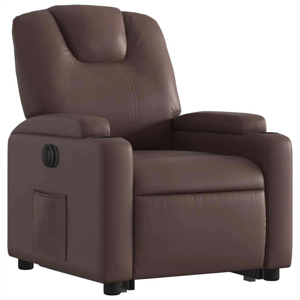 Poltrona Alzapersona Reclinabile Marrone in Similpelle 3204446