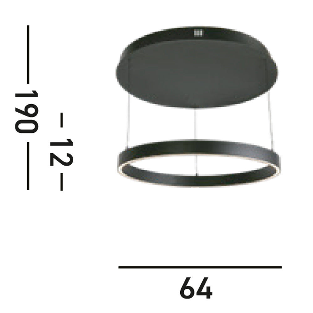 Lampadario Moderno Layla Acciaio Nero Alluminio Led 40,88W 2700-3000-4000K