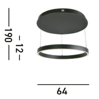Lampadario Moderno Layla Acciaio Nero Alluminio Led 40,88W 2700-3000-4000K