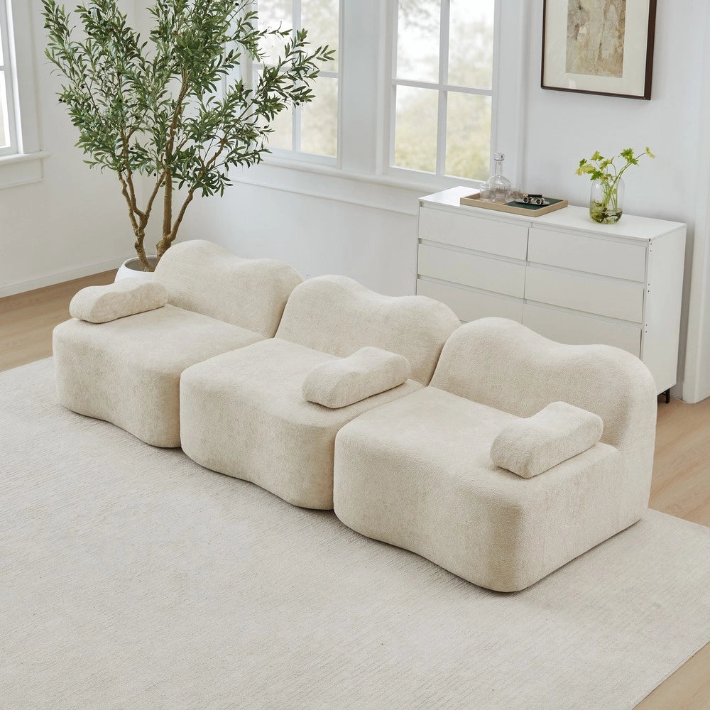 Divano Modulare 3 Posti con Braccioli ¨C Xylo ¨C Beige, Tessuto, Morbido