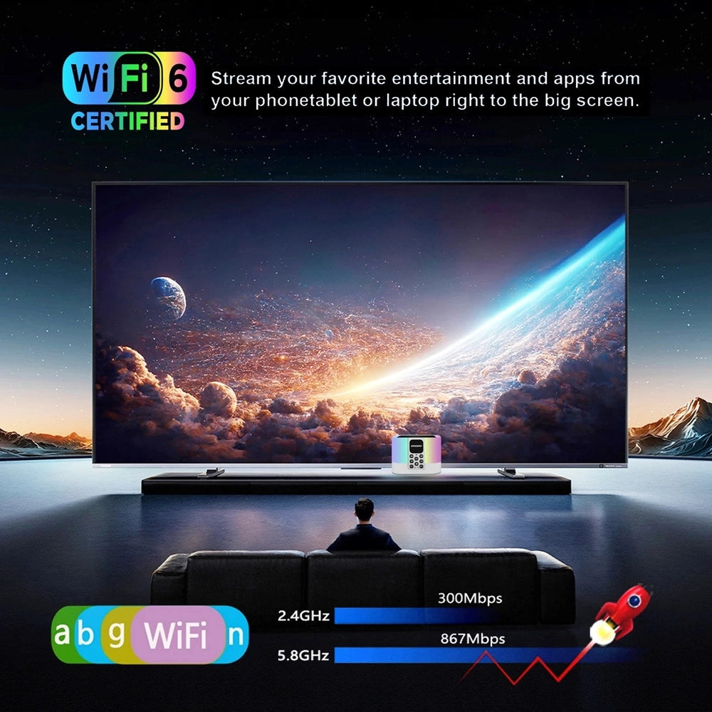 Trade Shop - Tv Box 8k Ultra Hd Altoparlante Bluetooth Android 15 Wifi 6 Illuminazione Rgb Tv6 Mate -