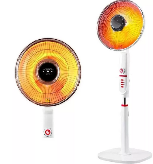 Stufa Piantana a Carbonio 900W Bianco o Nero Oscillante 2 Livelli pavimento gira