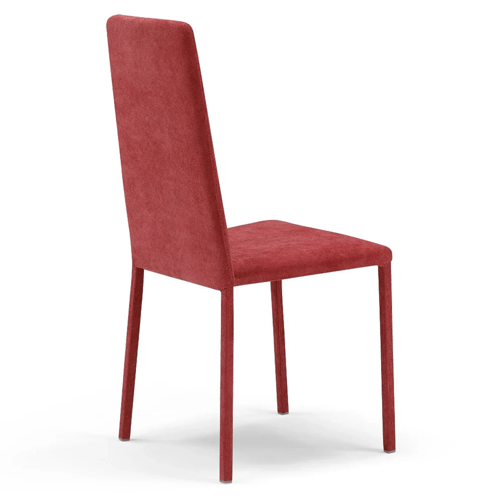 Set 4 sedie imbottite 100% MADE IN ITALY BETTY PLUS per sala da pranzo, cucina, soggiorno, design moderno, struttura robusta in metallo rivestita, schienale e seduta rivestiti in velluto colore Rosso