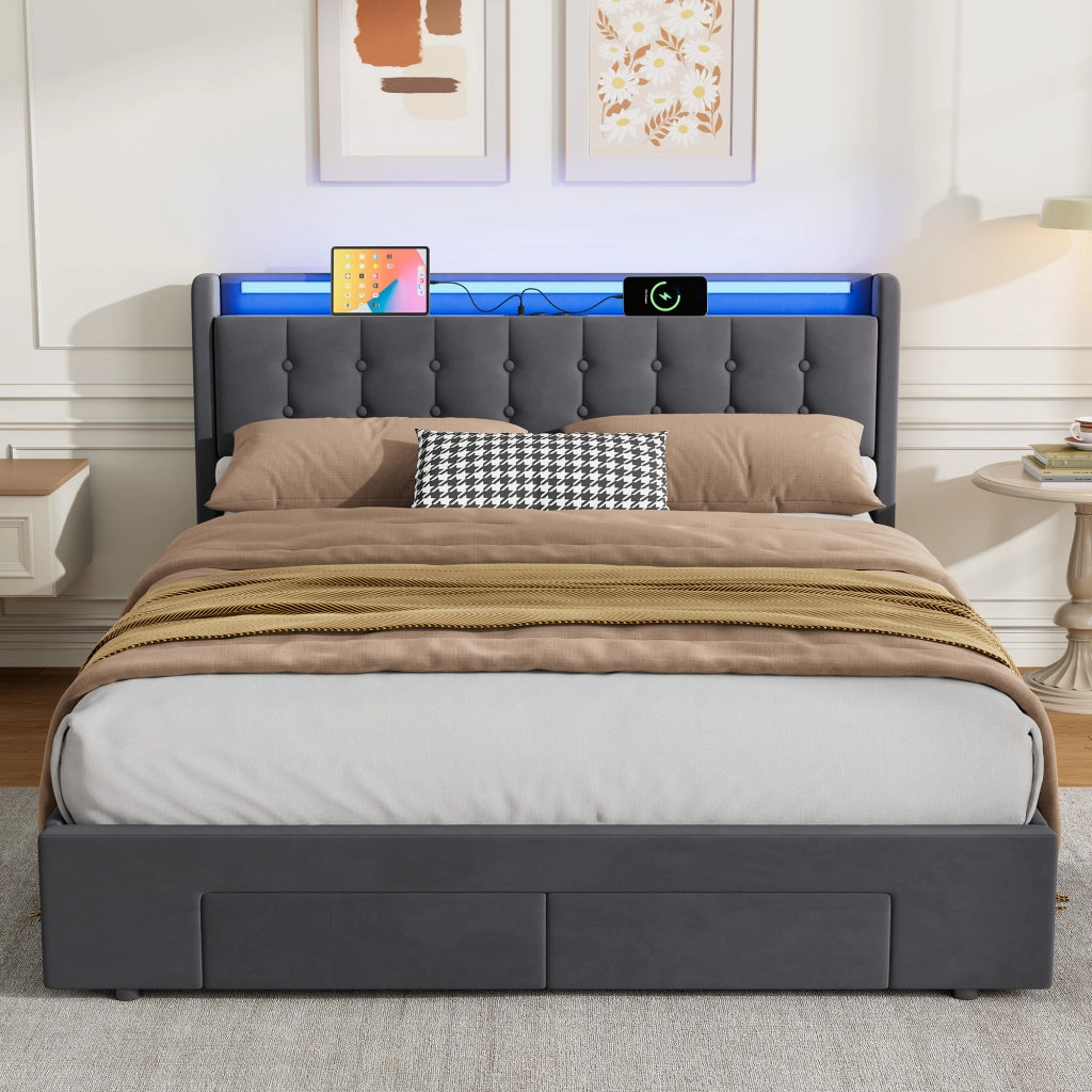 Letto contenitore 160x200 cm, colore grigio