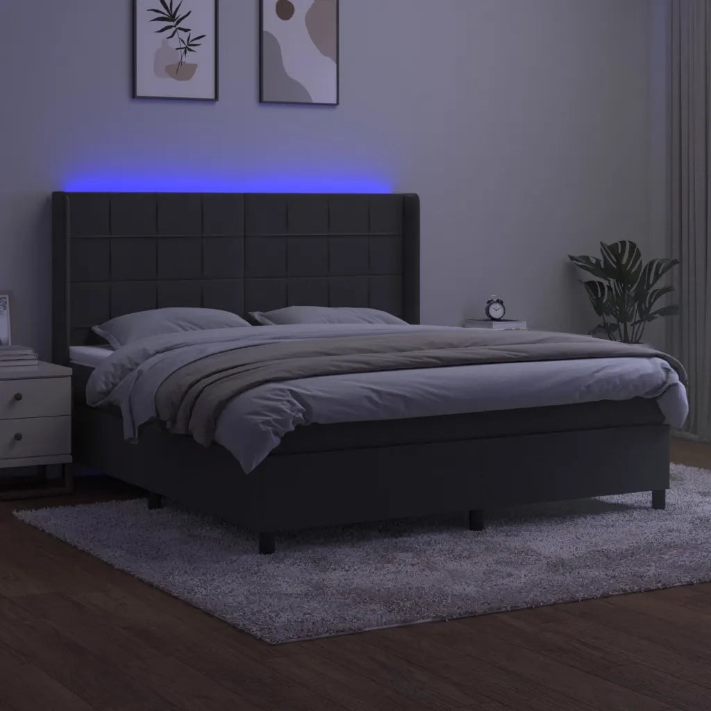 Letto a Molle con Materasso e LED Grigio Scuro 180x200 cmcod mxl 123388