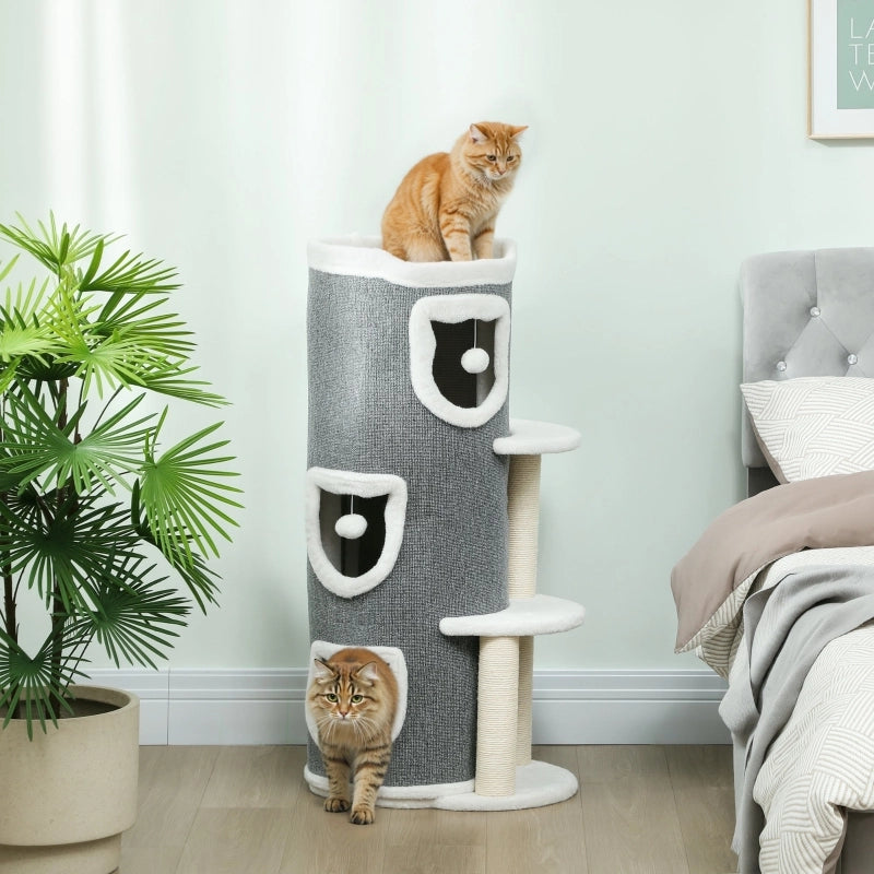 TORRE PER GATTI 101 cm a 3 livelli Grigio in poliestere