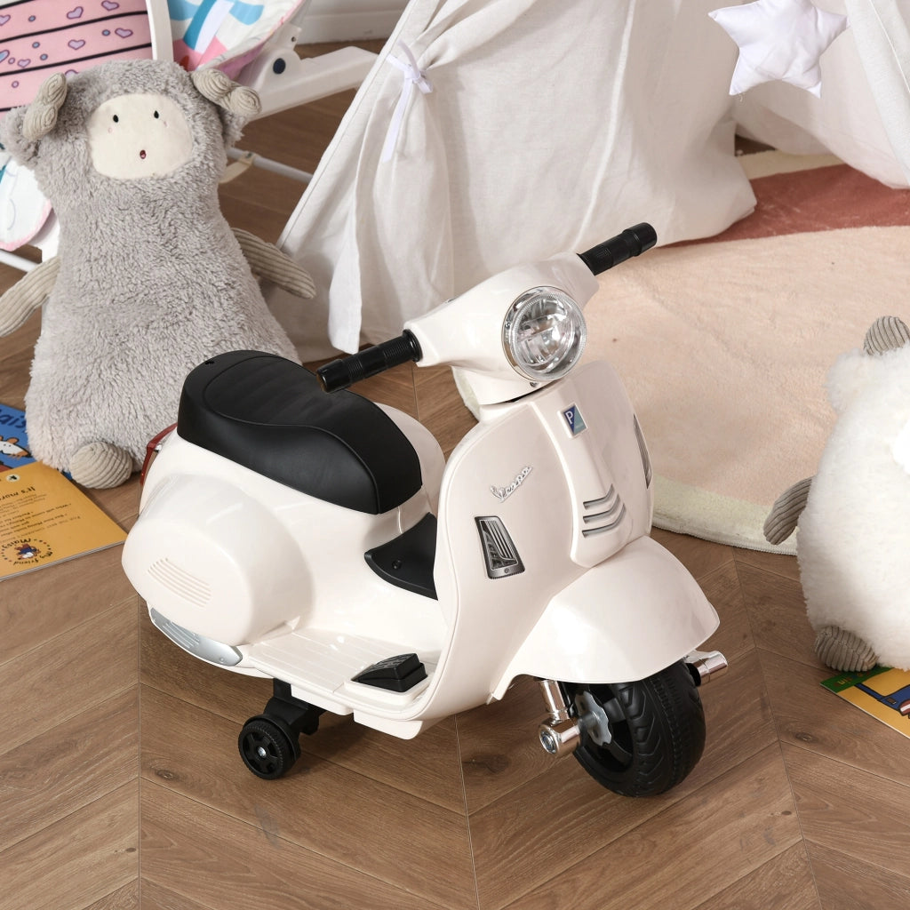 Moto Elettrica per Bambini con Faro e Bocina ¨C Zephmum ¨C 66.5x38x52 cm Bianco