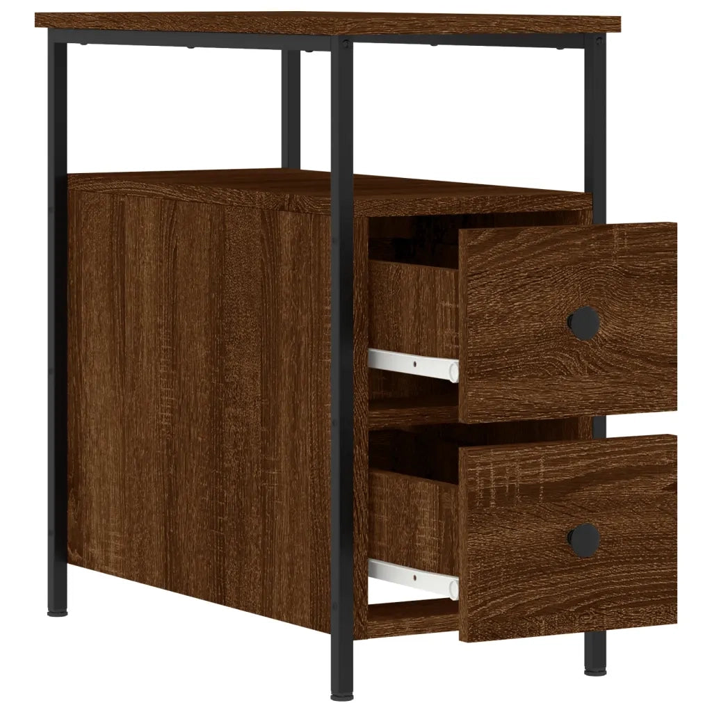 Set di 2 Comodini | Armadio da Notte | Mobiletto da notte Rovere Marrone 30x60x60 cm in Legno Multistrato
