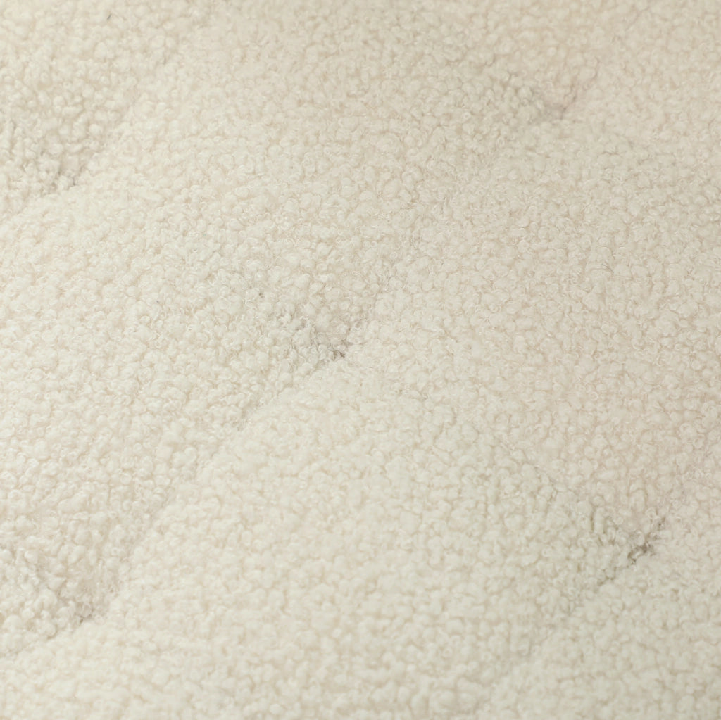 Pouf contenitore rotondo in poliestere color crema