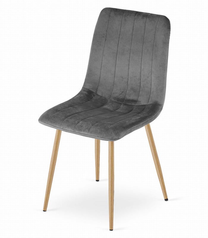 Sedia VALORA JEWA - Moderna in velluto grigio scuro con gambe in legno x 2