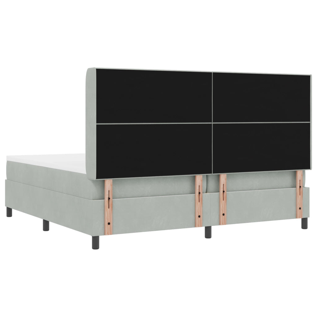 Letto Box Spring con Materasso e Luce LED Grigio Chiaro 200x200 cm Velluto