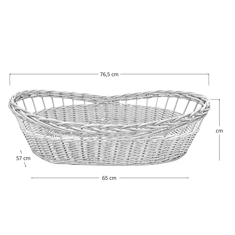 Cesta contenitore ovale in vimini naturale intrecciato a mano con bordi rialzati