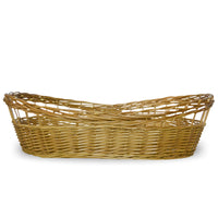 Cesta contenitore ovale in vimini naturale intrecciato a mano con bordi rialzati