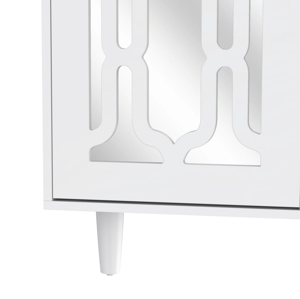 Credenza bianca con superficie a specchio 147,5 cm