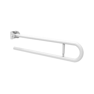 Barra maniglione in inox bianco ribaltabile cm 80 con porta rotolo