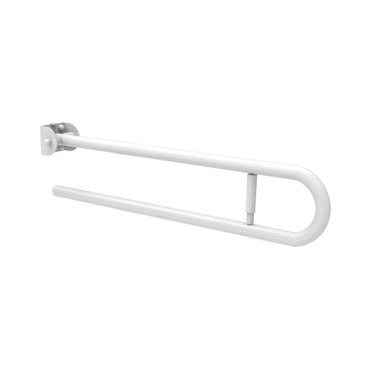 Barra maniglione in inox bianco ribaltabile cm 80 con porta rotolo