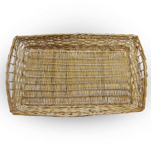 Cesta contenitore rettangolare in vimini intrecciato a mano con bordi rialzati
