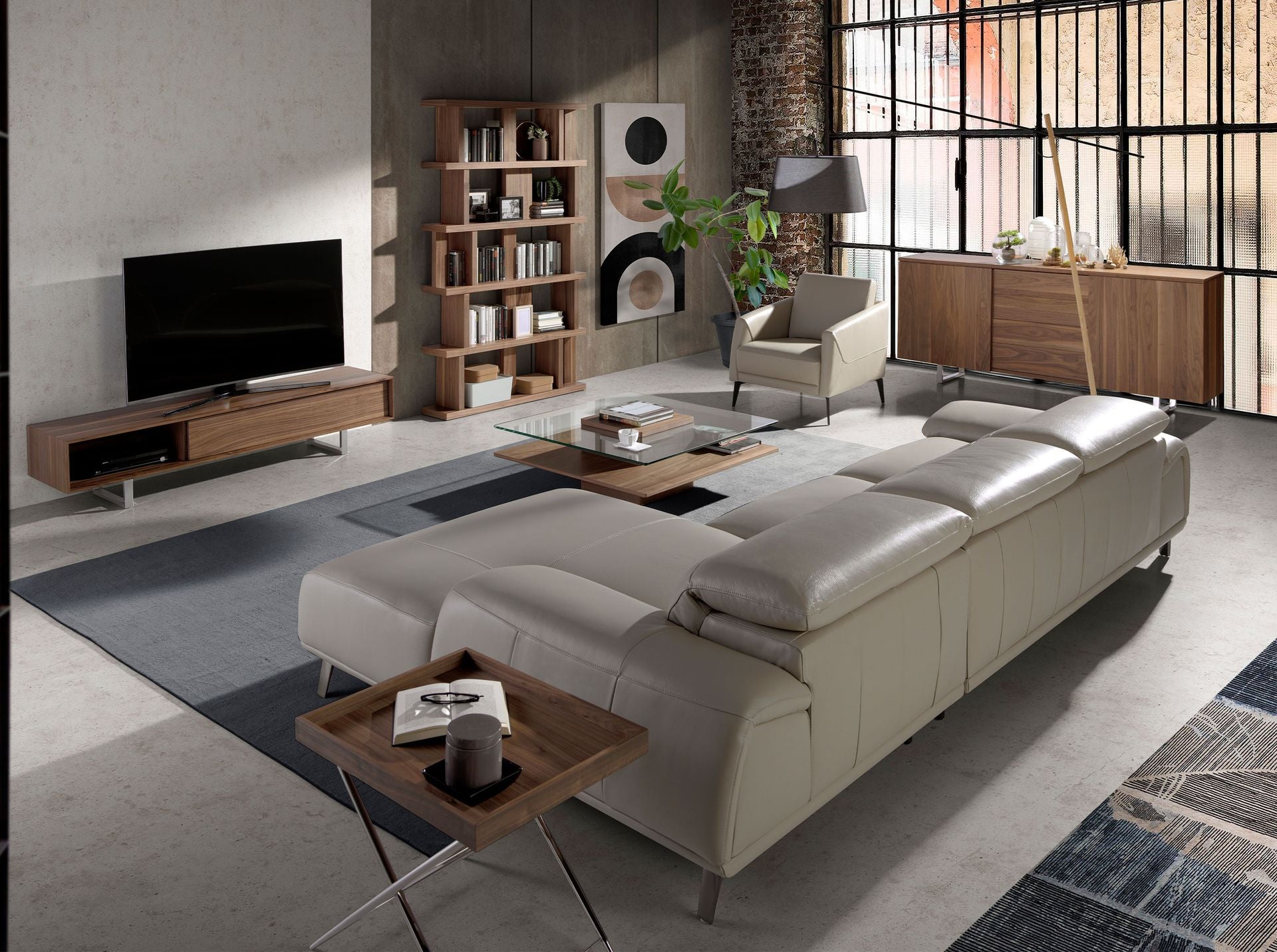 Mobile TV noce e acciaio cromato