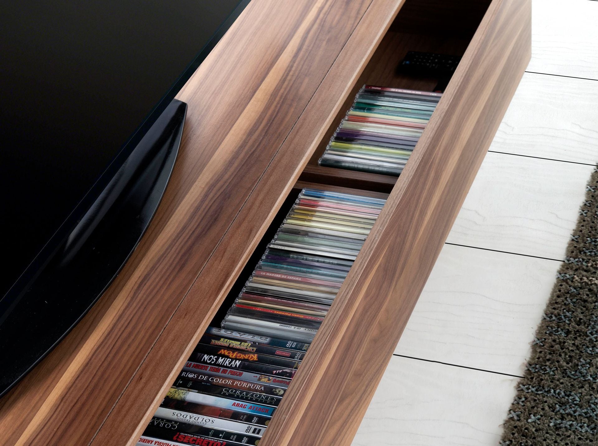 Mobile TV noce e acciaio cromato