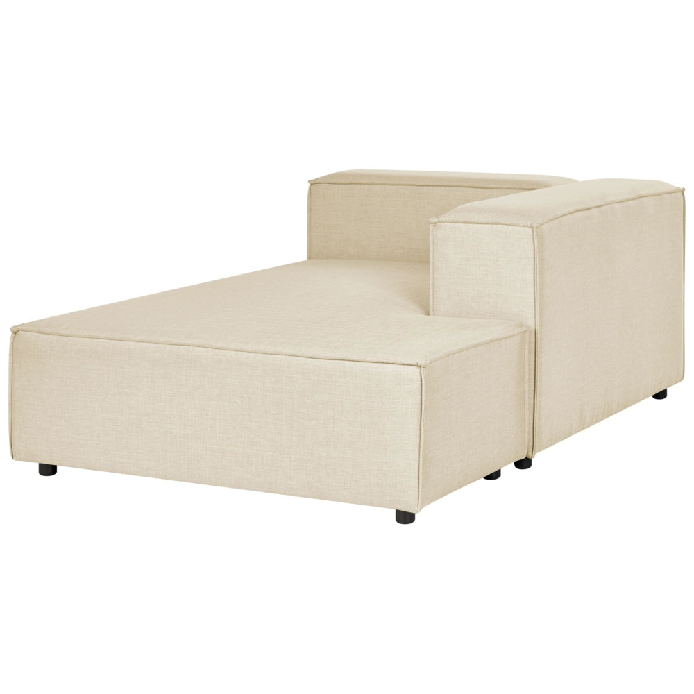 Divano ad angolo 2 posti in lino beige nero con poggiapiedi sinistro modulare stile moderno contemporaneo