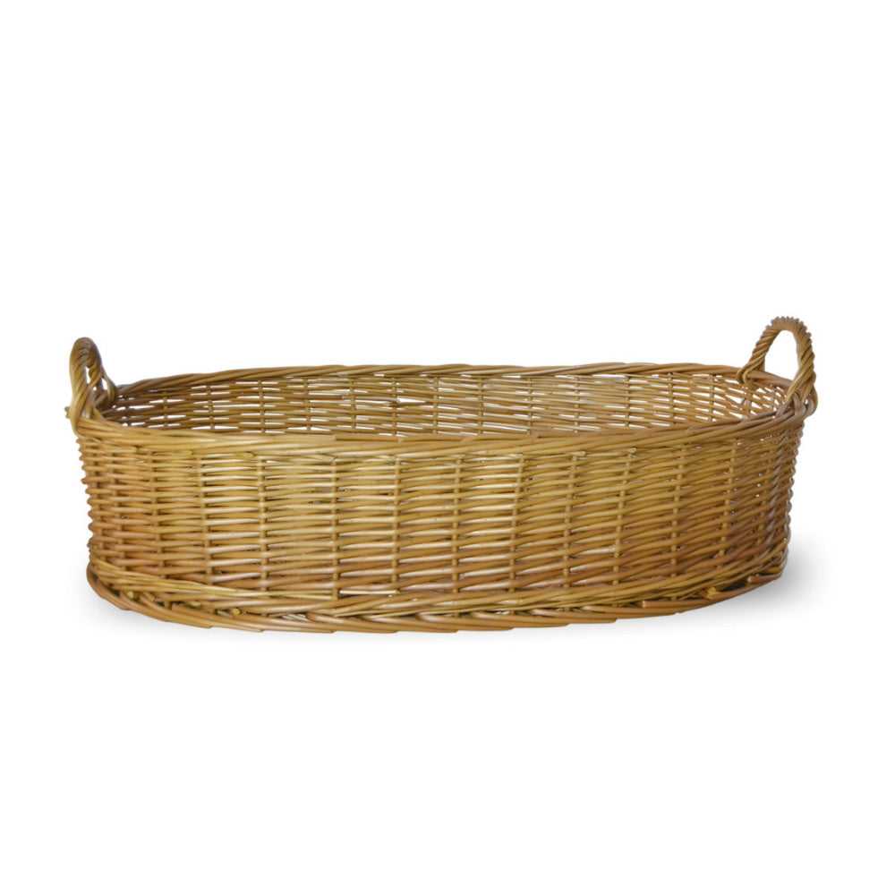 Cesta contenitore ovale vimini intrecciato a mano con manici cm 59x39x20