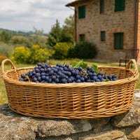 Cesta contenitore ovale vimini intrecciato a mano con manici cm 59x39x20