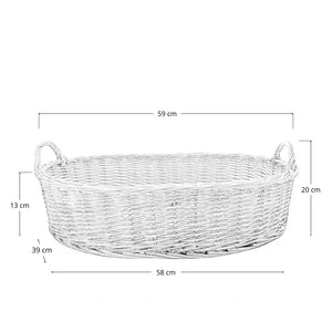 Cesta contenitore ovale vimini intrecciato a mano con manici cm 59x39x20
