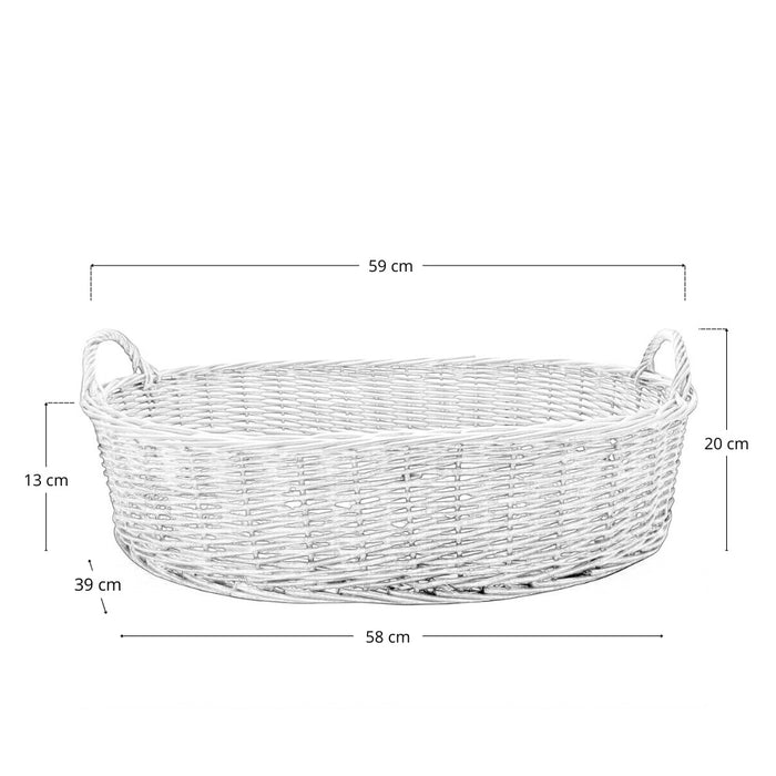 Cesta contenitore ovale vimini intrecciato a mano con manici cm 59x39x20