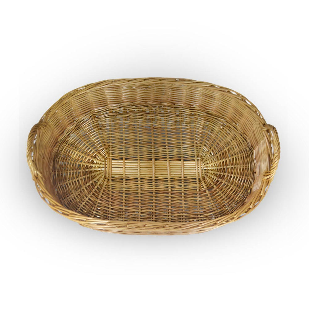 Cesta contenitore ovale vimini intrecciato a mano con manici cm 59x39x20