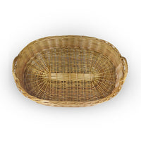 Cesta contenitore ovale vimini intrecciato a mano con manici cm 59x39x20