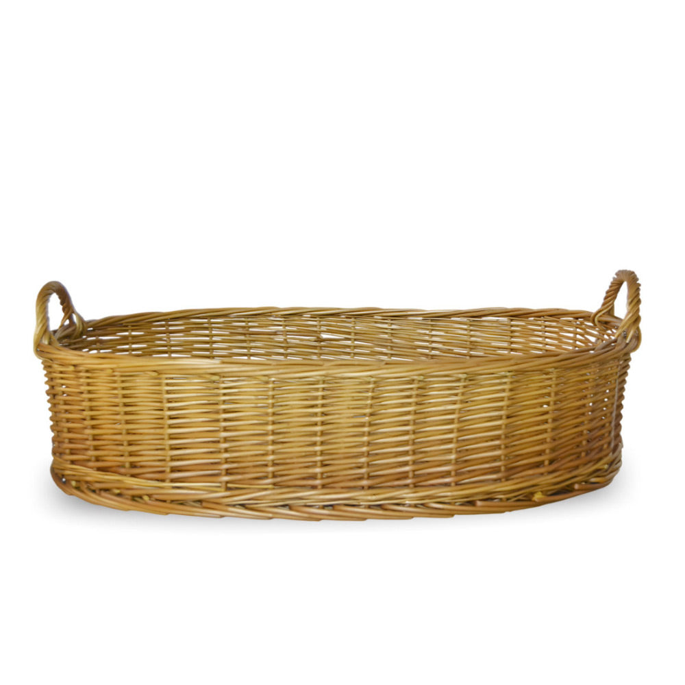 Cesta contenitore ovale vimini intrecciato a mano manici cm 65,5x44x21,5