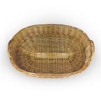 Cesta contenitore ovale vimini intrecciato a mano manici cm 65,5x44x21,5