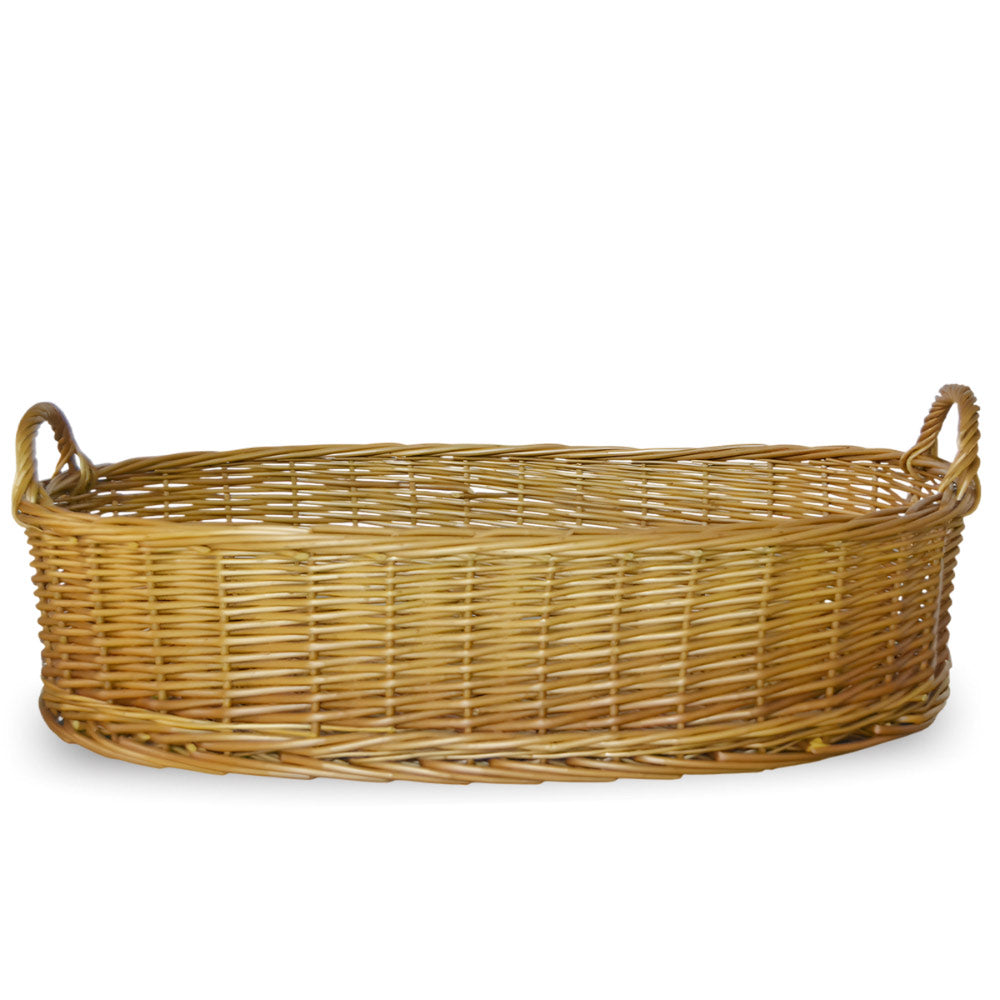 Cesta contenitore ovale vimini intrecciato a mano manici cm 72,5x50x24,5