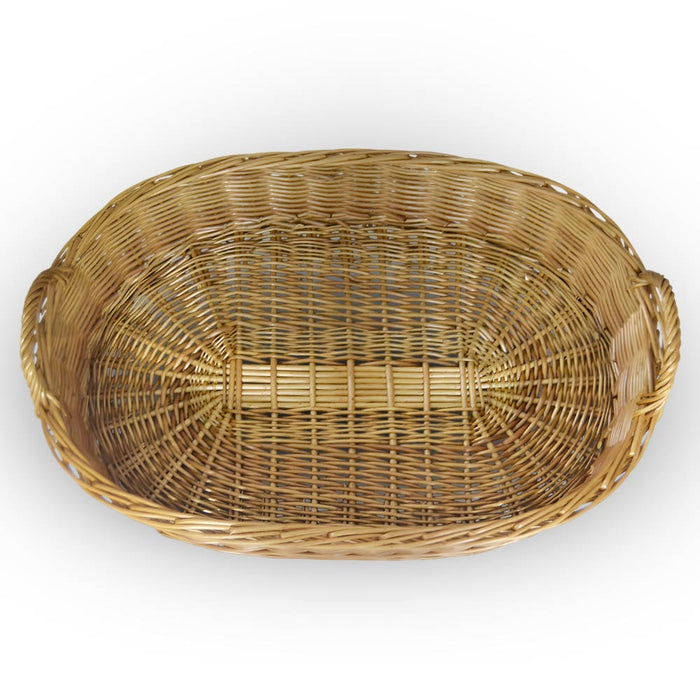 Cesta contenitore ovale vimini intrecciato a mano manici cm 72,5x50x24,5