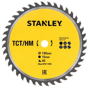 Lama circolare STANLEY per tagli trasversali TCT/HM Ø 190 x 16 mm, 40 denti