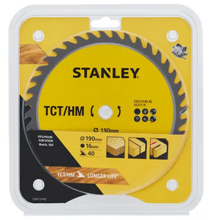 Lama circolare STANLEY per tagli trasversali TCT/HM Ø 190 x 16 mm, 40 denti