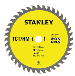 Lama per sega circolare STANLEY per tagli trasversali Ø 160 x 16 mm, 40 denti