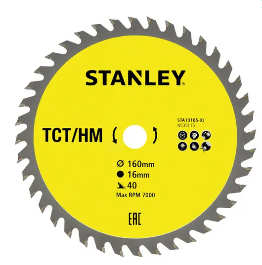 Lama per sega circolare STANLEY per tagli trasversali Ø 160 x 16 mm, 40 denti