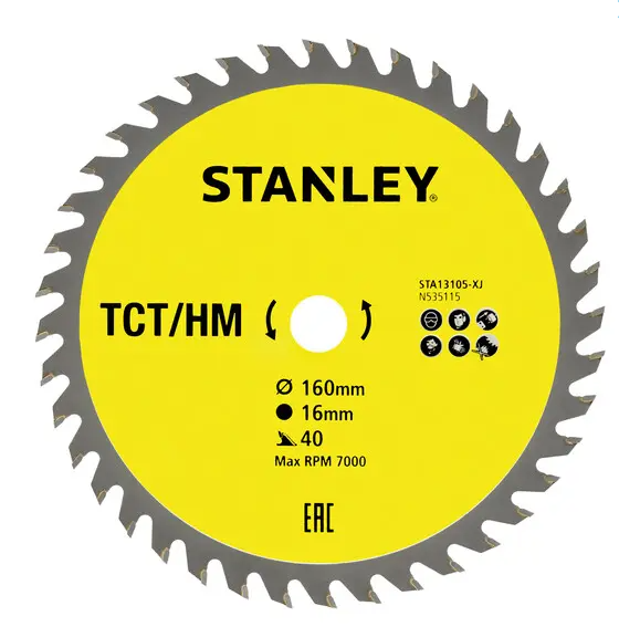 Lama per sega circolare STANLEY per tagli trasversali Ø 160 x 16 mm, 40 denti