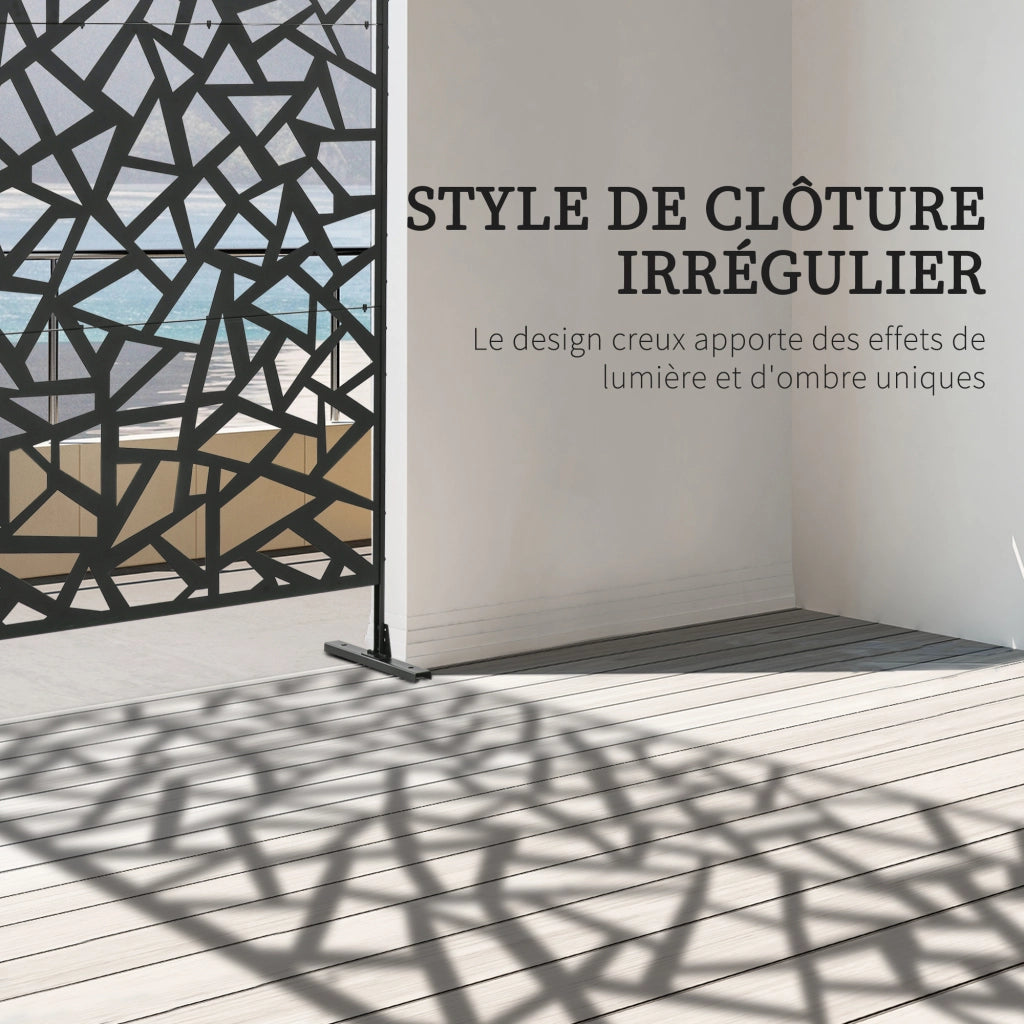 Pannello decorativo brise-vue per balcone esterno in acciaio nero ¨C zephmum ¨C 122x45x198 cm
