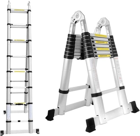 Scala Telescopica - Scala Voluta Telescopica - Altezza di Lavoro - Alluminio - Adatto per Uso Privato e Professionale - Scala Voluta Telescopica - Massima Carico 150 kg