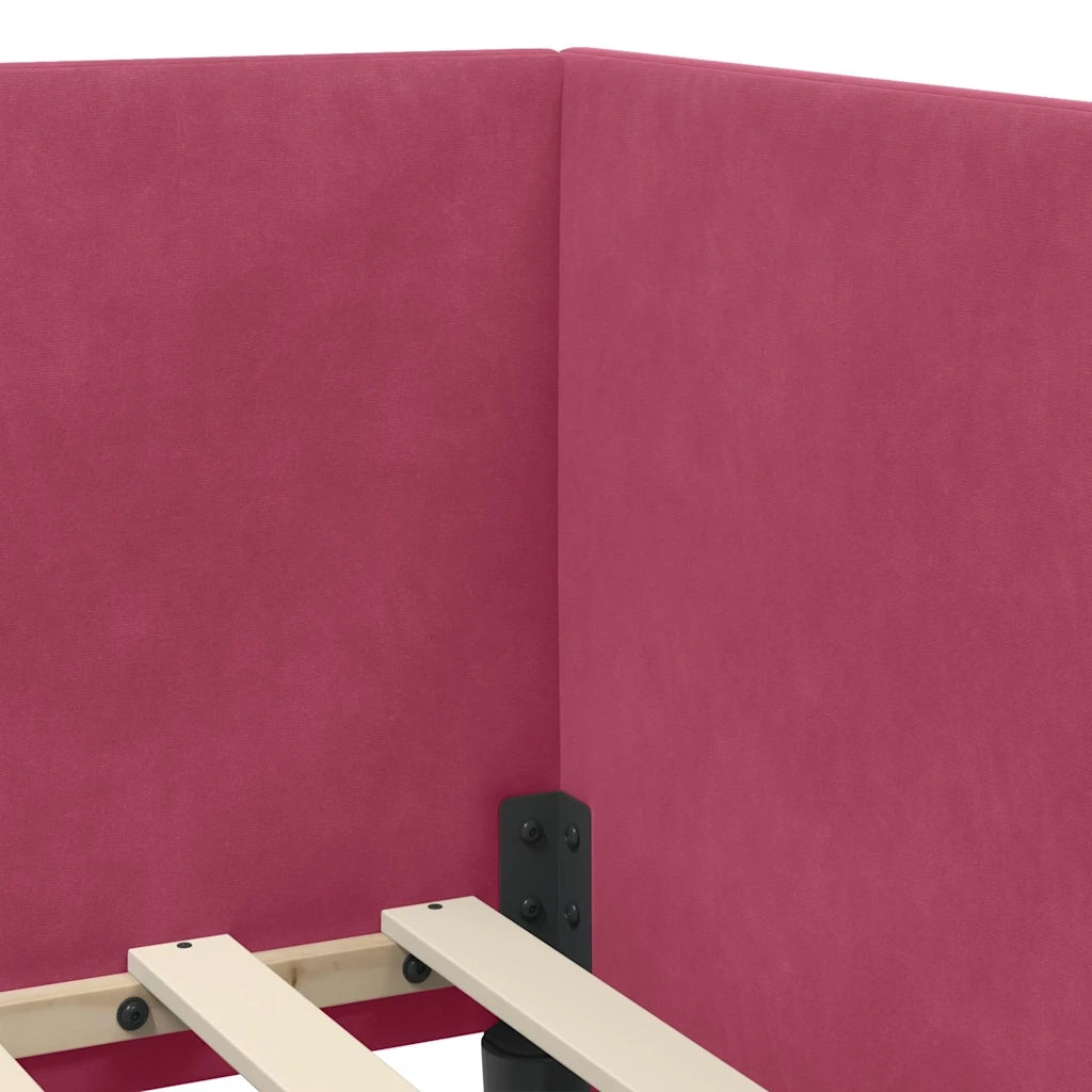 Cornice del letto ad angolo Rosso Vino 80 cm x 200 cm Velluto