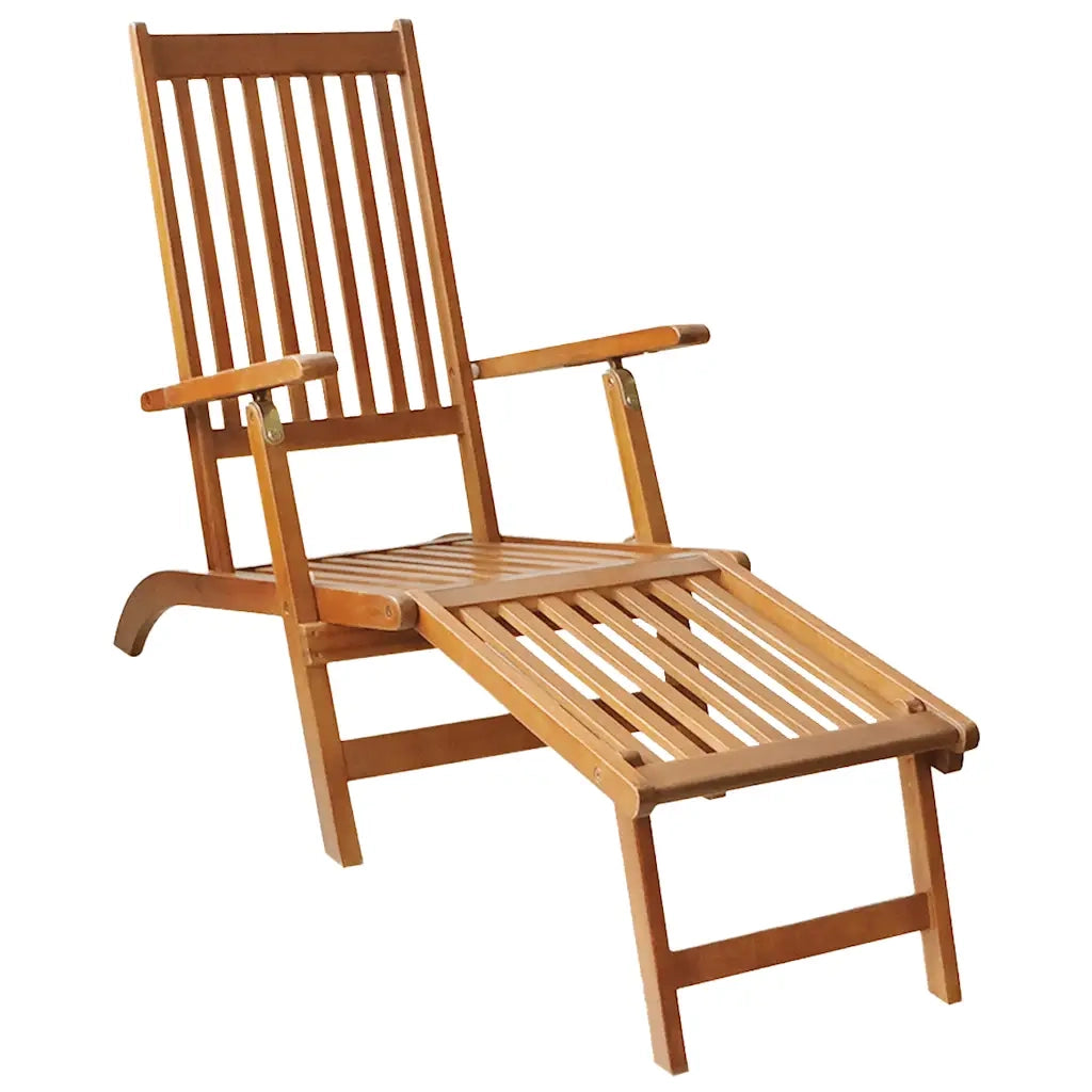 Sdraio da Esterno con Poggiapiedi in legno Massello d'Acacia 41433