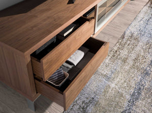 Porta TV in noce e acciaio cromato